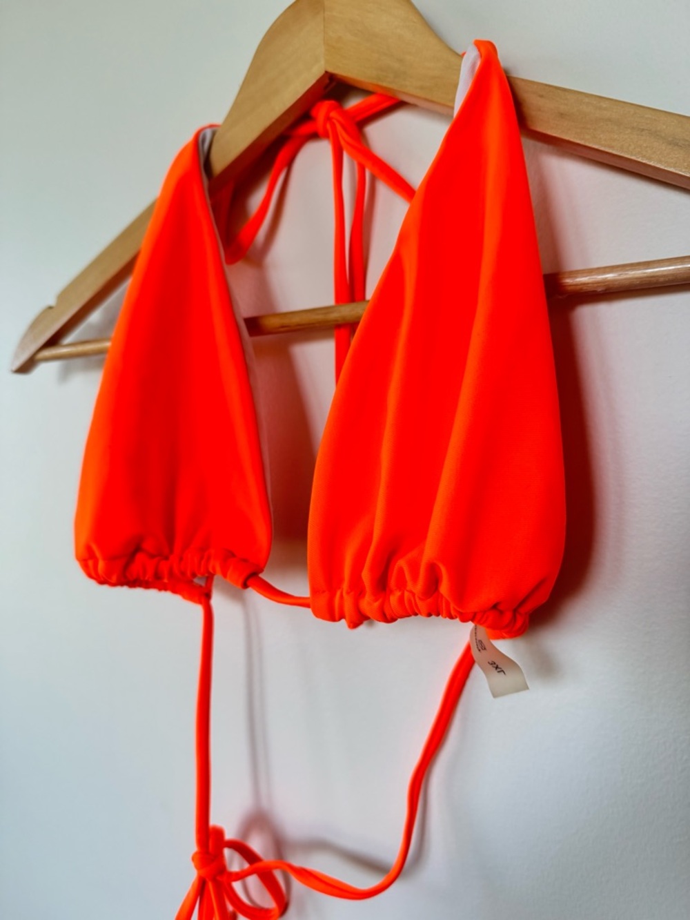 Neon Orange Bikini Top 3X Plus Size Triangle Halter Tie String Swim